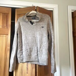 Chaps mock neck button-up sweater